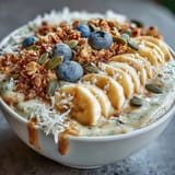 Vibrantly topped high fiber smoothie bowl offers a satisfying, nutritious breakfast experience.