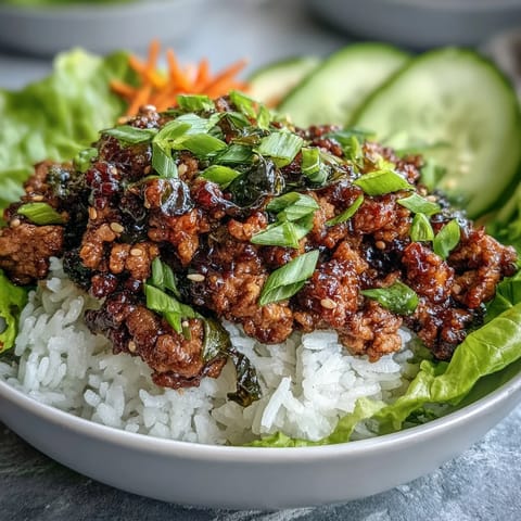 Sesame Turkey Lettuce Wrap Bowls with sesame turkey and fluffy rice, ready for a healthy lunch.