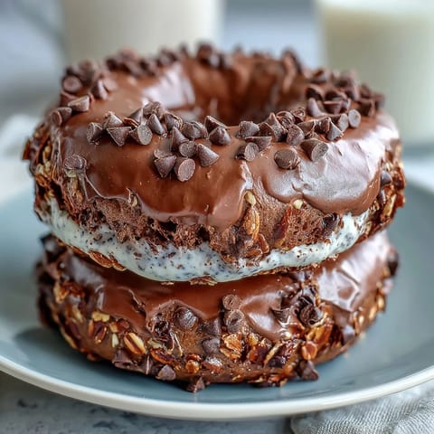 Chewy chocolate chip protein bagels baked golden brown and ready for breakfast, packed with vanilla protein and mini chips.  