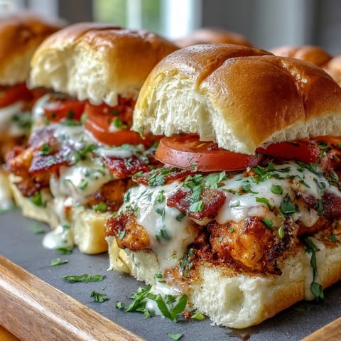Kentucky Derby Hot Brown Sliders on Brioche Buns with roasted turkey, crispy bacon, and creamy Mornay sauce.  