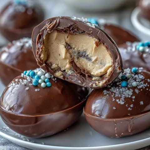 Creamy homemade peanut butter Easter eggs dipped in smooth chocolate, perfect for springtime treats.