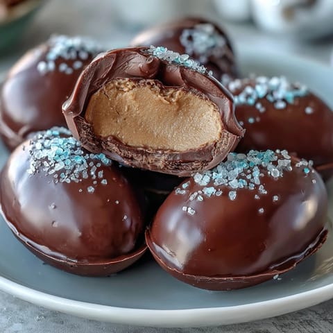 Decadent chocolate-coated peanut butter eggs, a homemade twist on classic Reese's Easter candy.