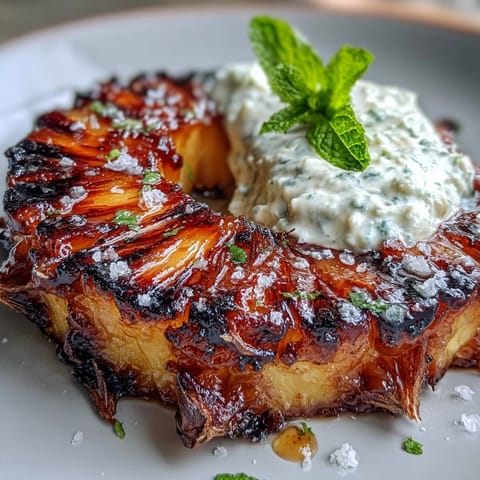 Sweet grilled pineapple rings topped generously with melting yuzu kosho butter.