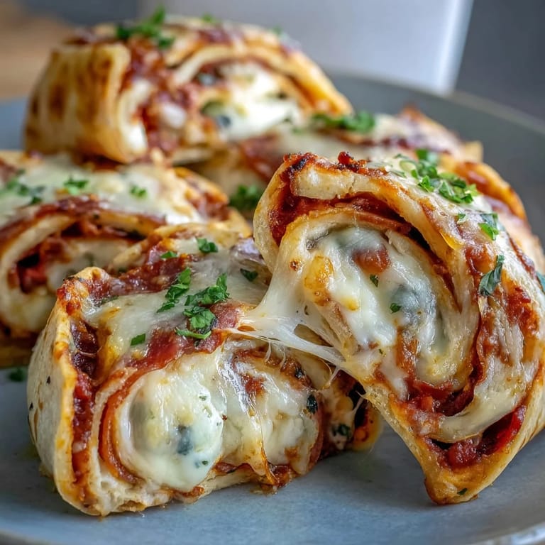 Sliced Tortilla Pizza Rolls arranged on parchment show pepperoni, bell peppers, and black olives in a warm lunch spread.