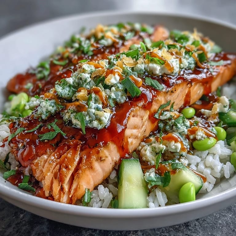 Drizzled with creamy, spicy bang bang sauce and lime wedges, this Bang Bang Salmon Bowl feels restaurant-quality at home.