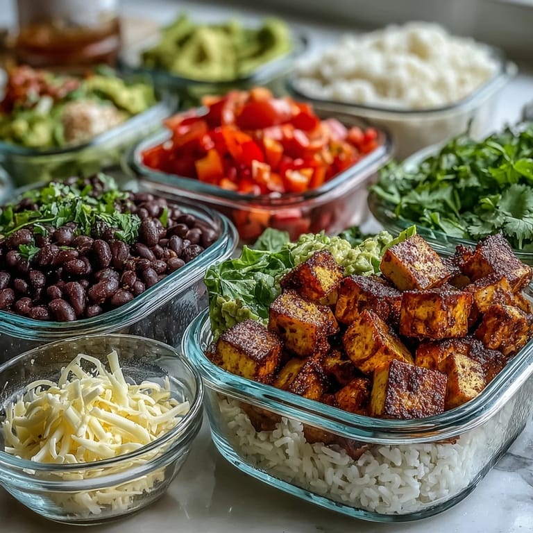 A deconstructed Meal Prep Burrito Bowl Base with seasoned chicken, crisp lettuce, and avocado slices ready for quick assembly.