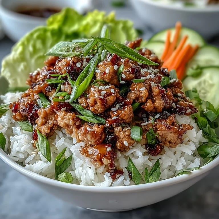 Fresh lettuce cups hold Korean-style sesame turkey, cucumber ribbons, and crunchy carrot matchsticks.