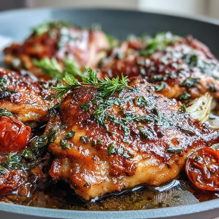 Easy Mediterranean chicken skillet with red onions, bell peppers, and fresh herbs for a vibrant weeknight meal.