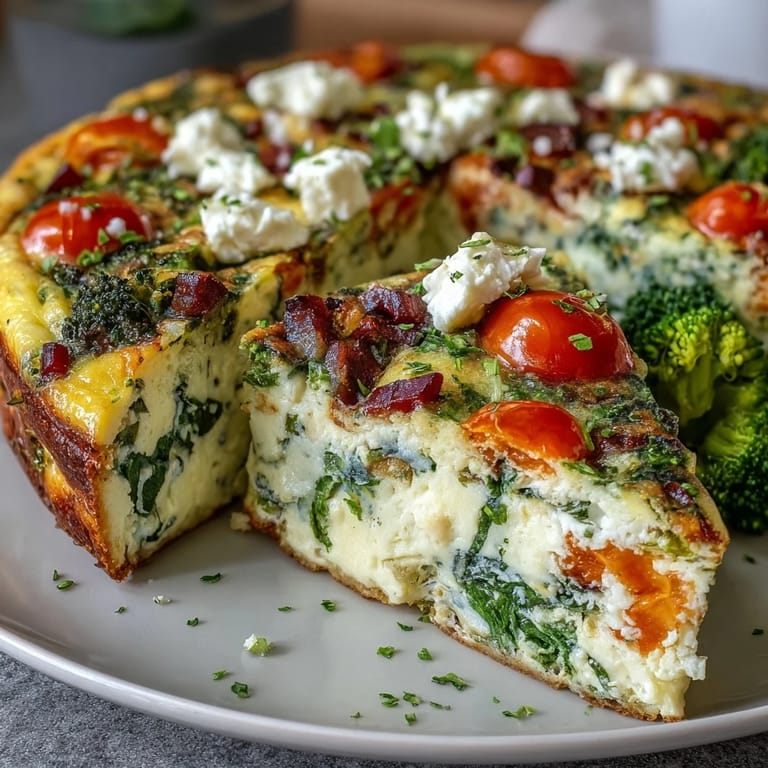 Light and fluffy egg white frittata filled with fresh vegetables, offering a healthy, vegetarian option for weight-conscious diners.