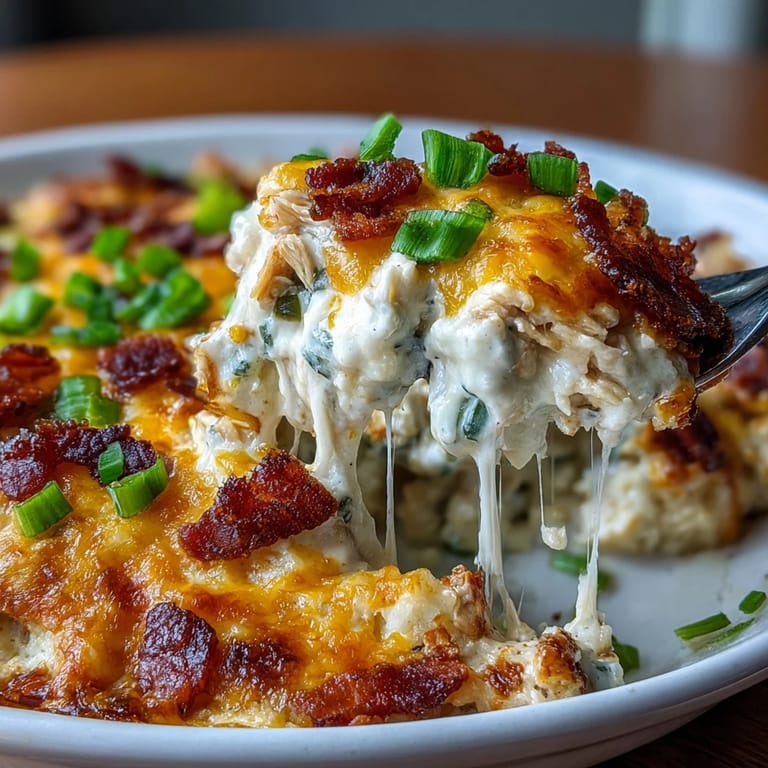 Spicy and satisfying, this Keto Jalapeño Popper Chicken Casserole features tender chicken, smoky bacon, and cauliflower rice, topped with bubbling cheddar cheese for a low-carb comfort meal.