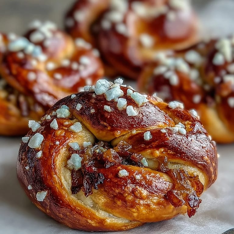Warm pretzel bites bursting with tangy sourdough and sweet onions, perfect for dipping or snacking.  