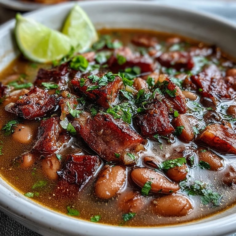 Creamy pinto beans and savory ham combine in this comforting Tex-Mex soup, topped with avocado and shredded cheddar cheese.