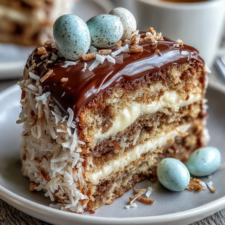 Delightful Easter Bunny Cake with Coconut Fur and Jelly Bean Tail, a charming dessert decorated with coconut fur, candy paws, and a bright jelly bean tail for holiday fun.