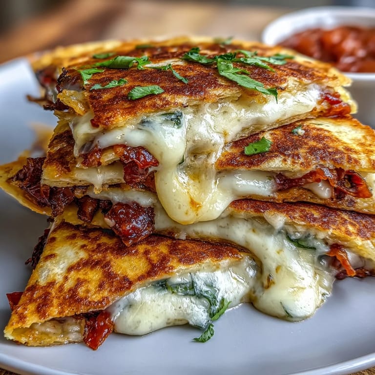 Cheesy mini quesadilla triangles with colorful bell peppers, served warm alongside vibrant homemade tomato salsa.