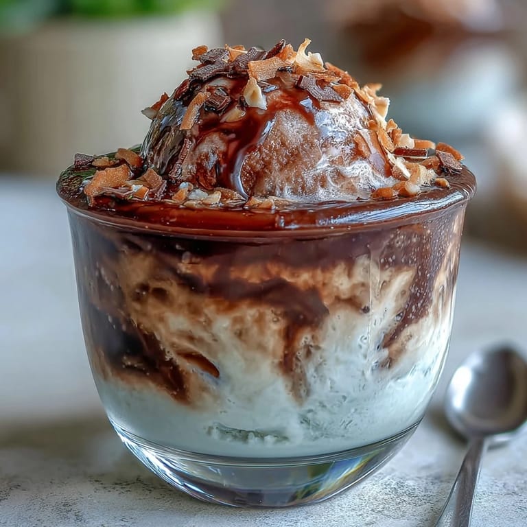 Tropical coconut cold brew float, a cool refreshment with scoops of ice cream.