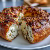 Fluffy cottage cheese bagels with golden crust, topped with everything bagel seasoning, perfect for a protein-packed breakfast or snack.  
