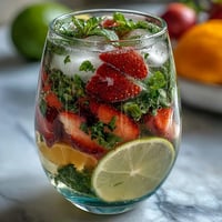 Refreshing strawberry mint mocktail pitcher with ripe berries, cooling mint, and citrus slices—perfect for spring parties.